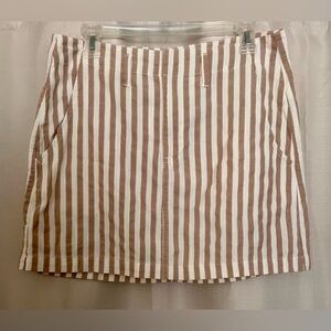 Indigo Rein Striped Mini Skirt Size 11 Brown White Pockets